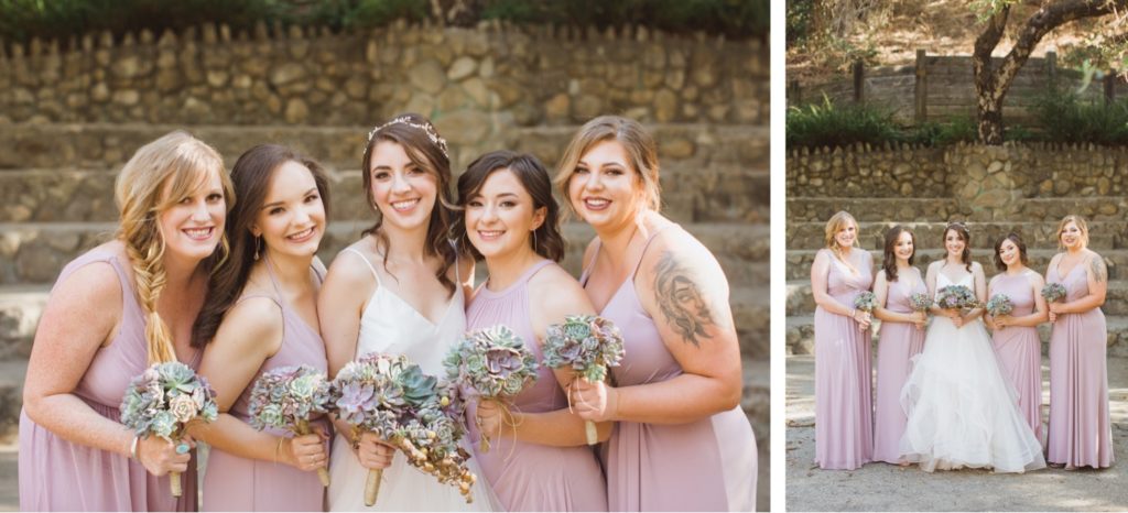 bridesmaids with succulent boquets