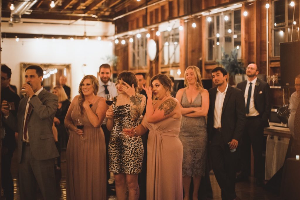 guests crying during wedding speech
