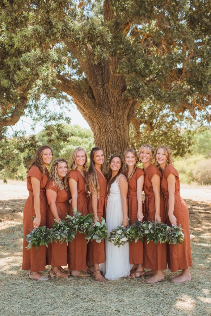 bridesmaids in jumpsuits