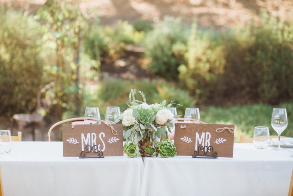 mrs. and mr. wedding signs
