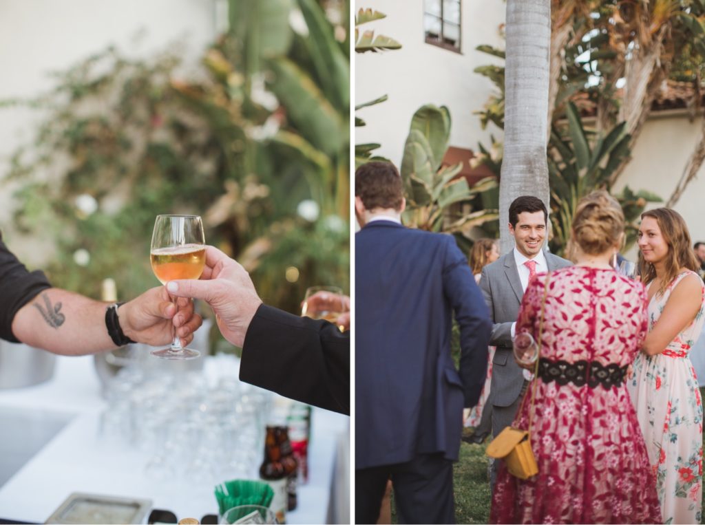 guests mingling at riviera mansion wedding