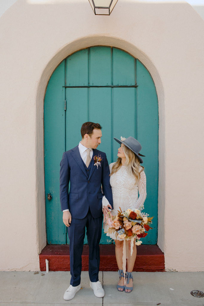 colorful downtown wedding