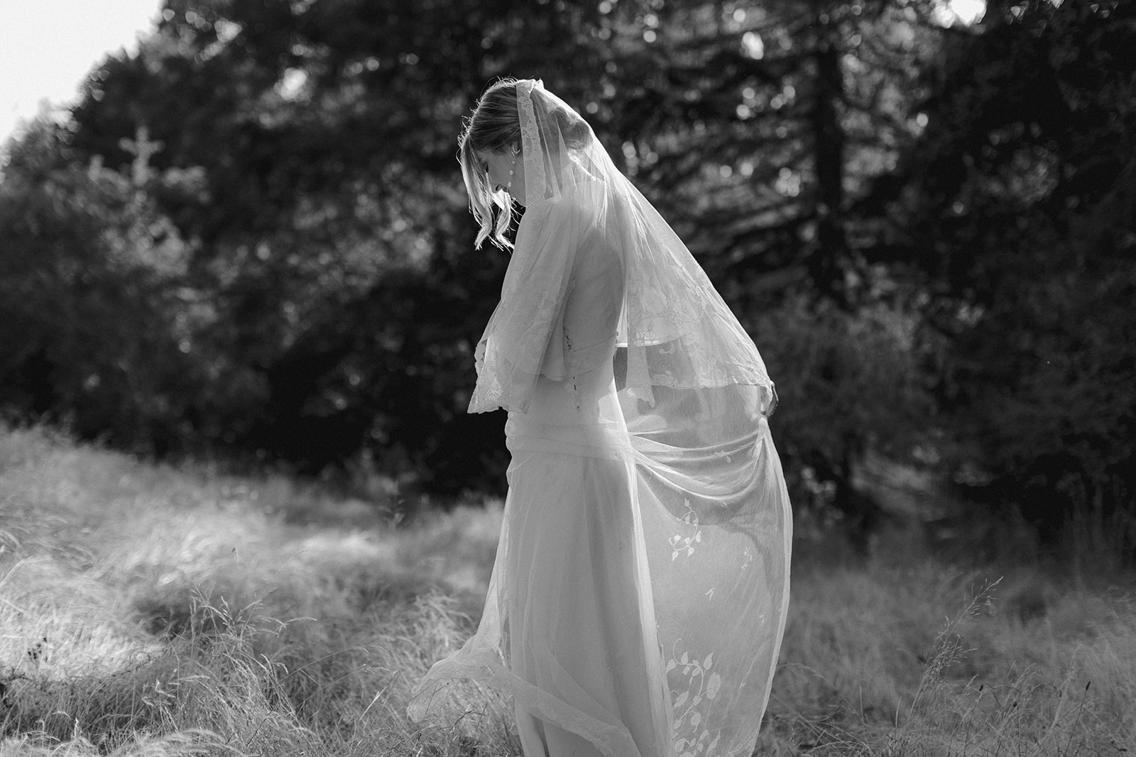 bride in a field