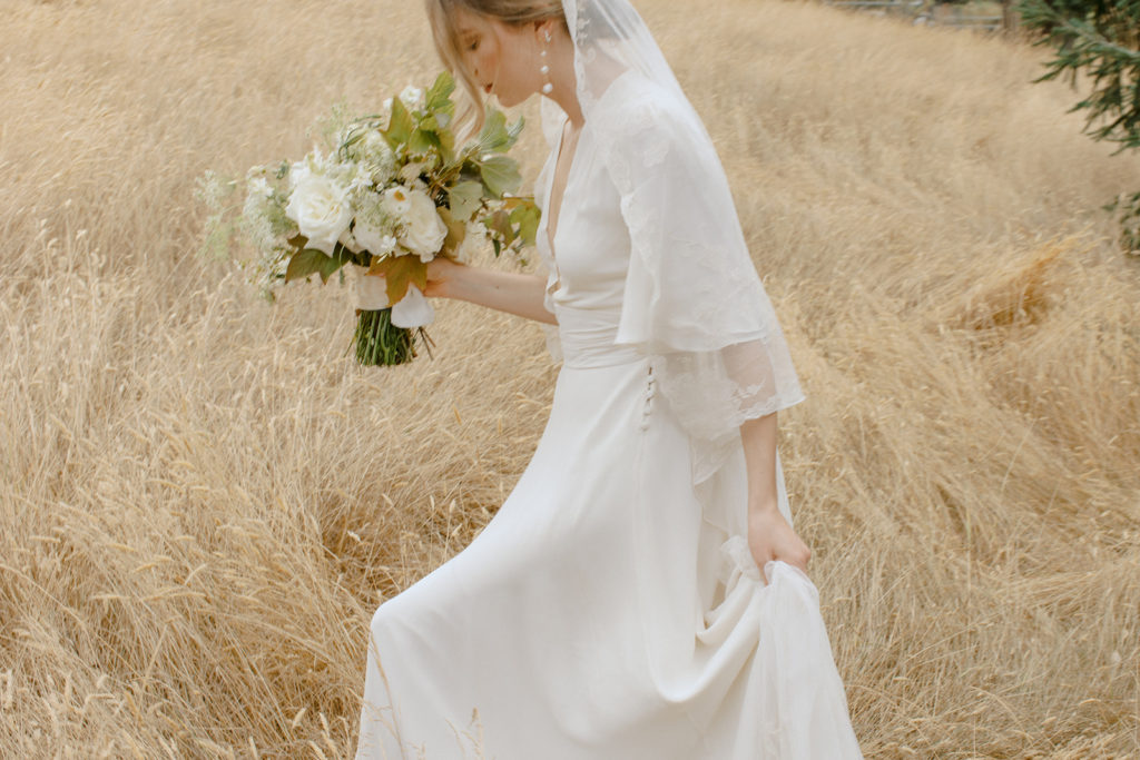 Whidbey Island Wedding in a field
